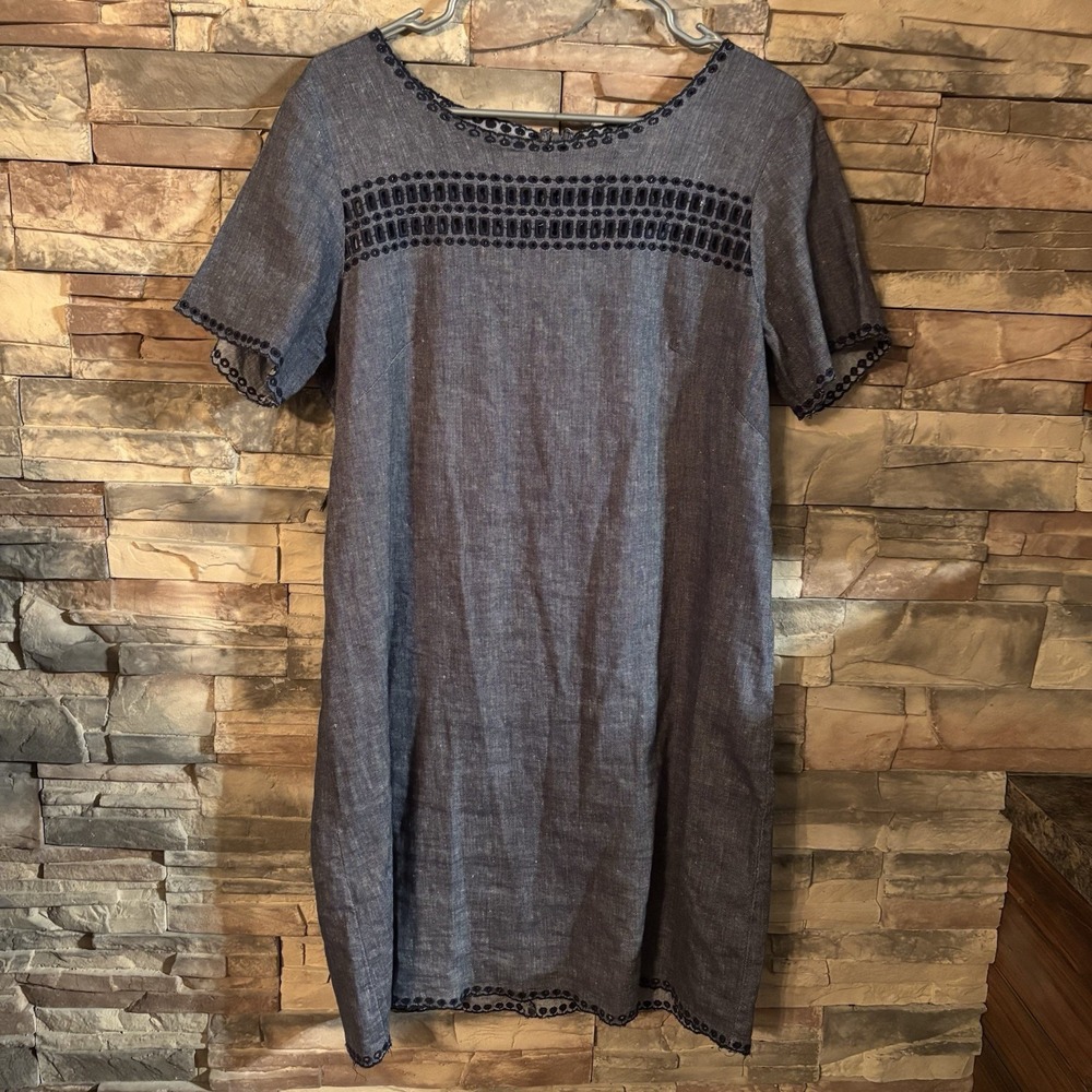 Ann Taylor‎ Denim Dress 10 Eyelet Cutouts A2